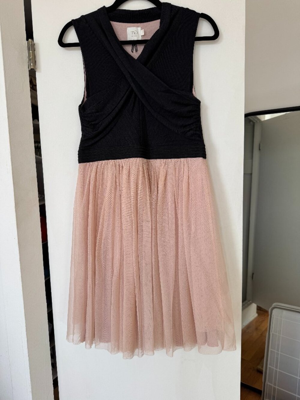 HD in Paris Black Pink Tulle Dress Medium Pulled Underarm Seam